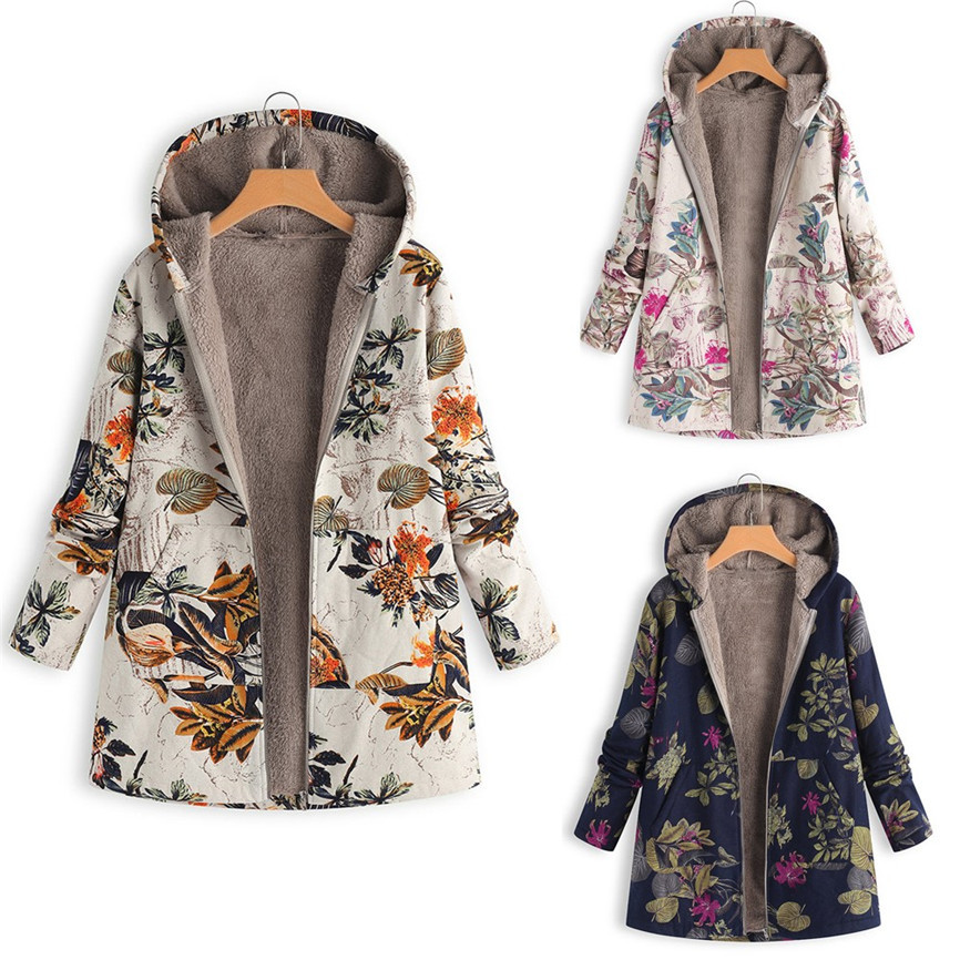 Plant Parent Hoodie - 女性用フローラルフード付きジャケット,2021,ウォーム,フラワープリント,フード付きジャケット,ヴィンテージ,特大コート,冬用パッド入りジャケット