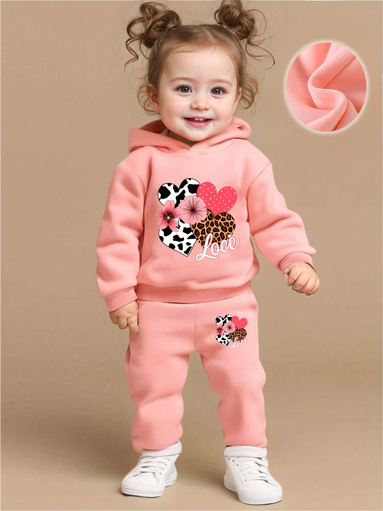 Plant Parent Hoodie - 女の赤ちゃん愛愛花柄パーカー+カジュアルパンツ2点セット春と秋のスポーツウェア