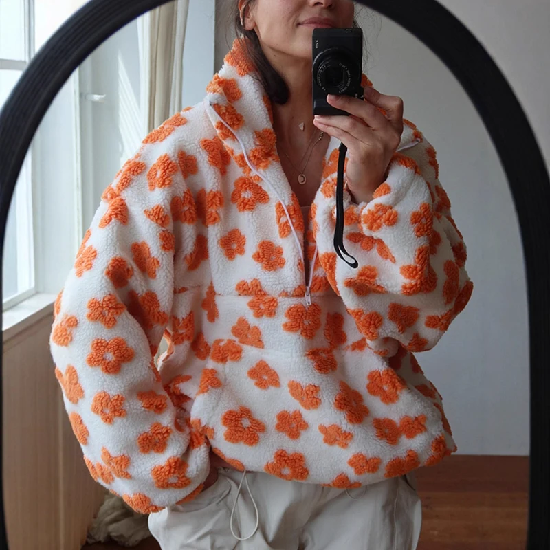 Plant Parent Hoodie - フリースフラワースウェットシャツ レディース 2025秋冬新作 ファッション パーカー 暖かいファー