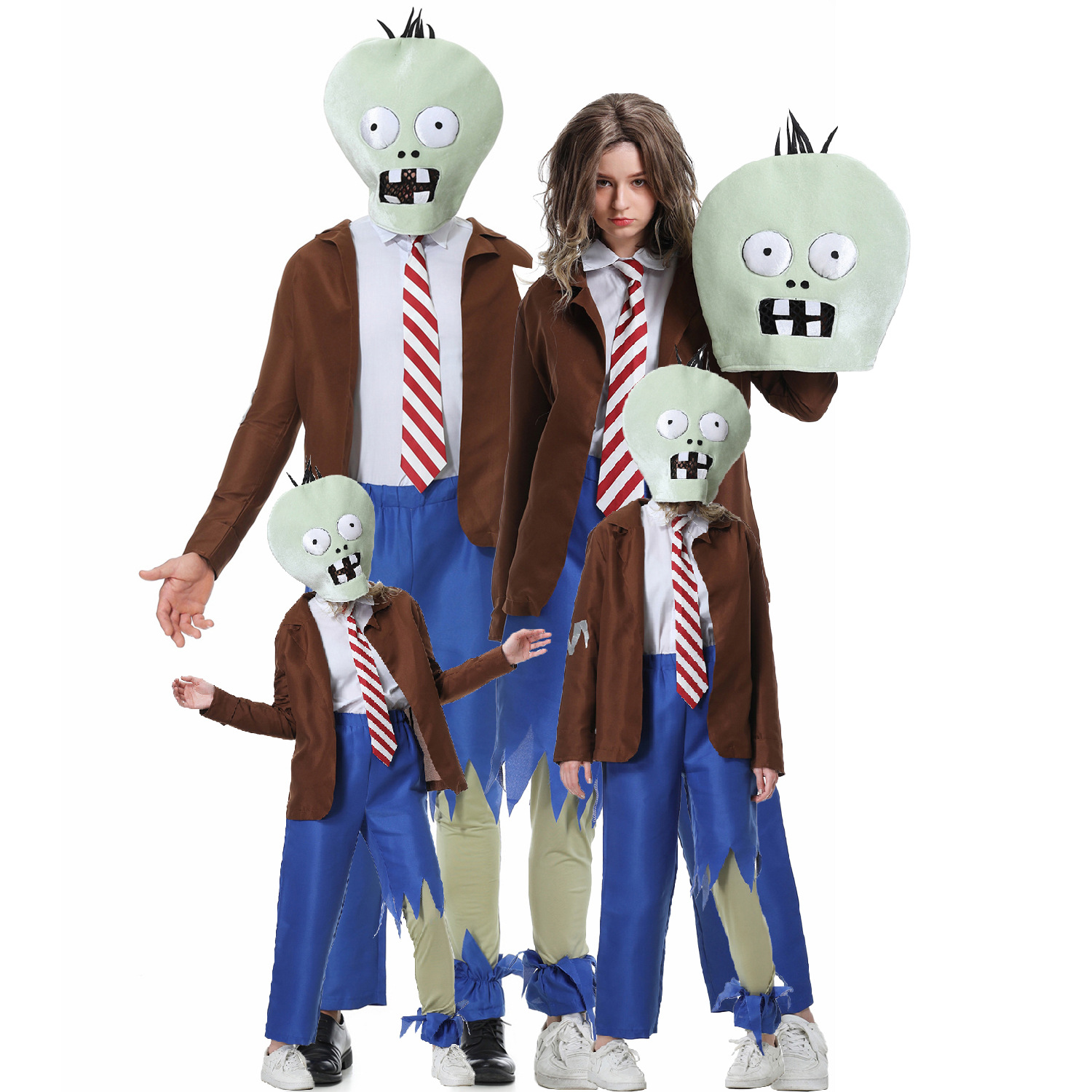 Plant Parent Vs Plantin - S-XL 植物 vs. ゾンビ キャラクター人形、女の子向け親子衣装、ハロウィンロールプレイングステージパフォーマンスコスチューム