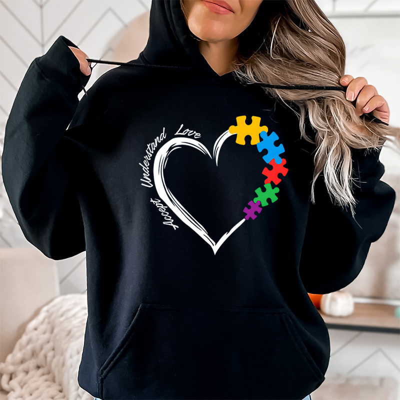 Plant Parent Hoodie - ハート柄の女性用パーカー,カジュアルなセーター,長袖,自閉症のスウェットシャツ,ママのトップス,理解,愛,ファッションを受け入れる