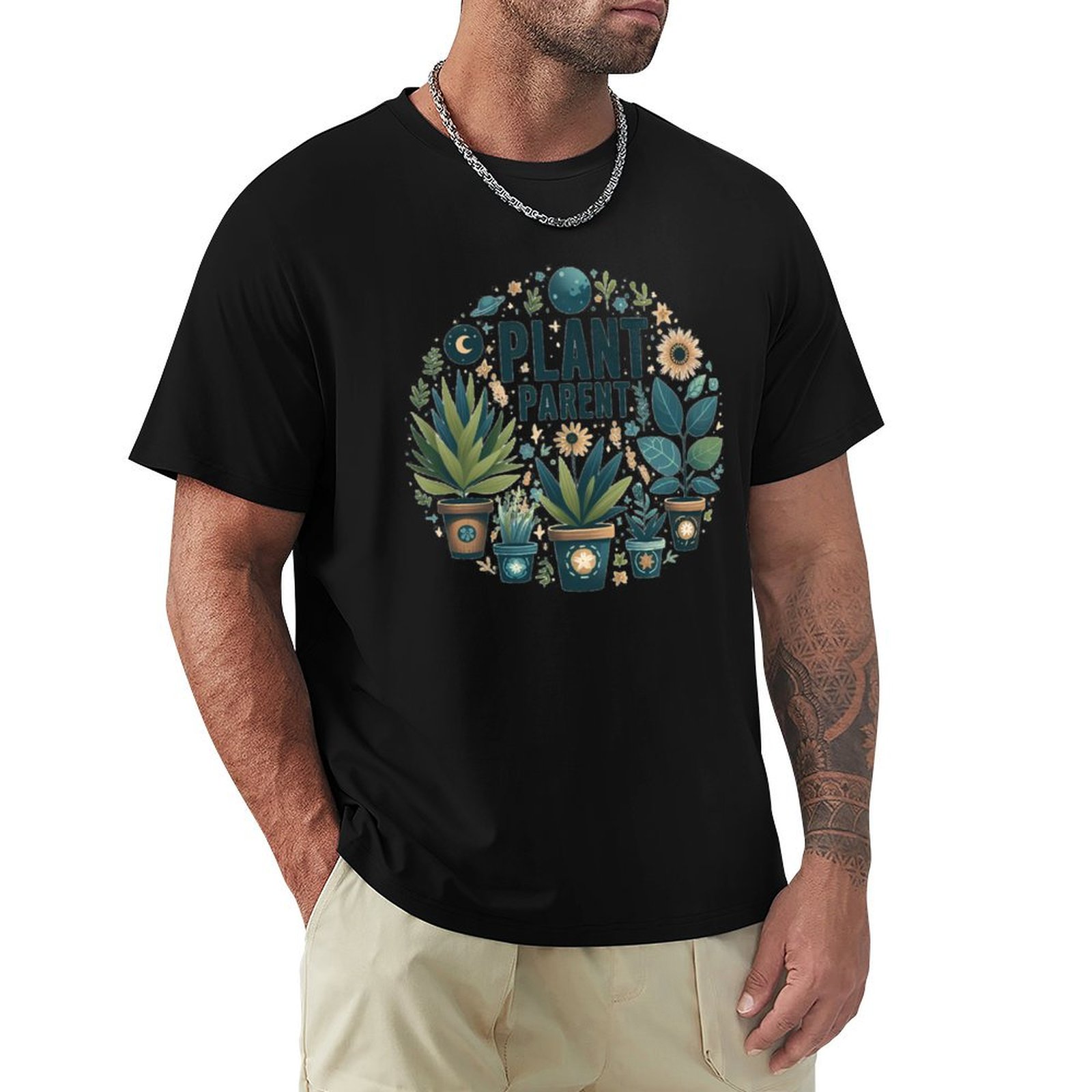 Plant Parent T Shirt - 植物好きのためのTシャツ、アート柄プリントのカジュアルトップス
