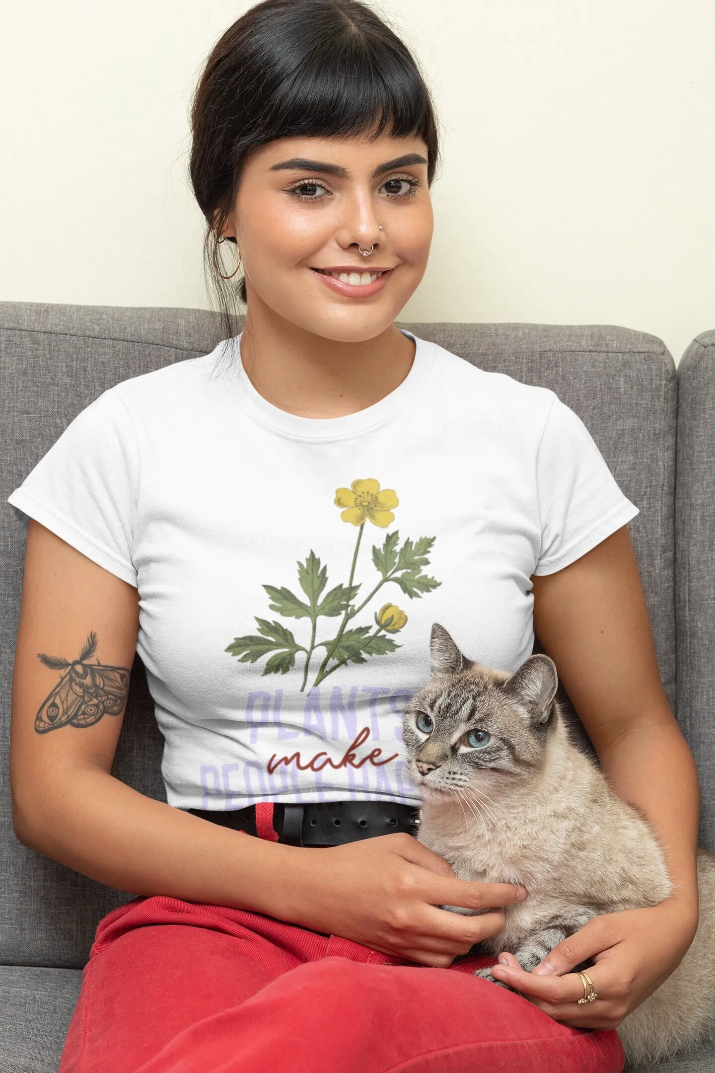 Plant Parent T Shirt - 植物は人々を幸せにしてくれる 感動的な植物愛好家 オーガニック春の花 Tシャツ