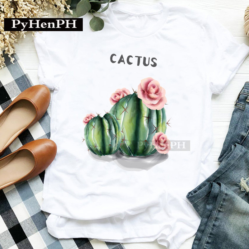 ファッション女性の個性サボテンプリント半袖Tシャツ親子スーツ - Plant Parent T Shirt のレビューと価格