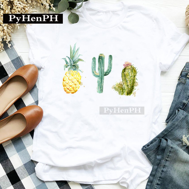 ファッション女性の個性サボテンプリント半袖Tシャツ親子スーツ - Plant Parent T Shirt のレビューと価格