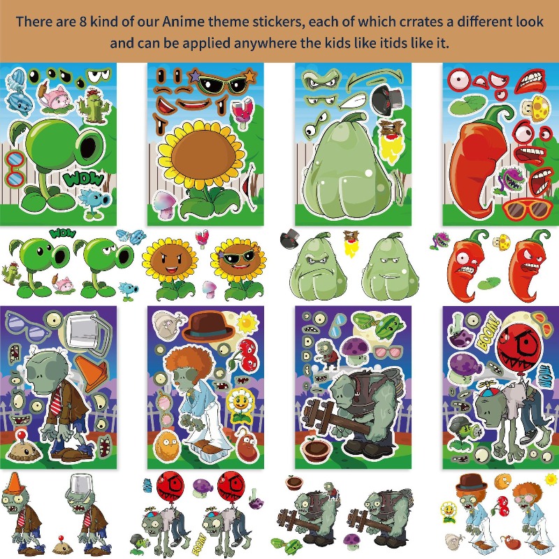 プランツvsゾンビ かわいい漫画アニメパズルステッカー DI - Plant Parent Vs Plantin のレビューと価格
