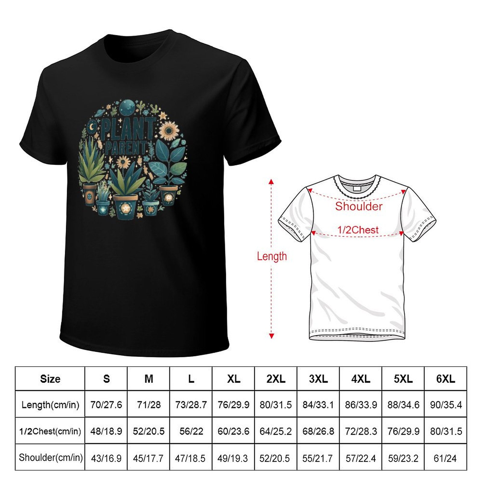 植物好きのためのTシャツ、アート柄プリントのカジュアルトップ - Plant Parent T Shirt のレビューと価格