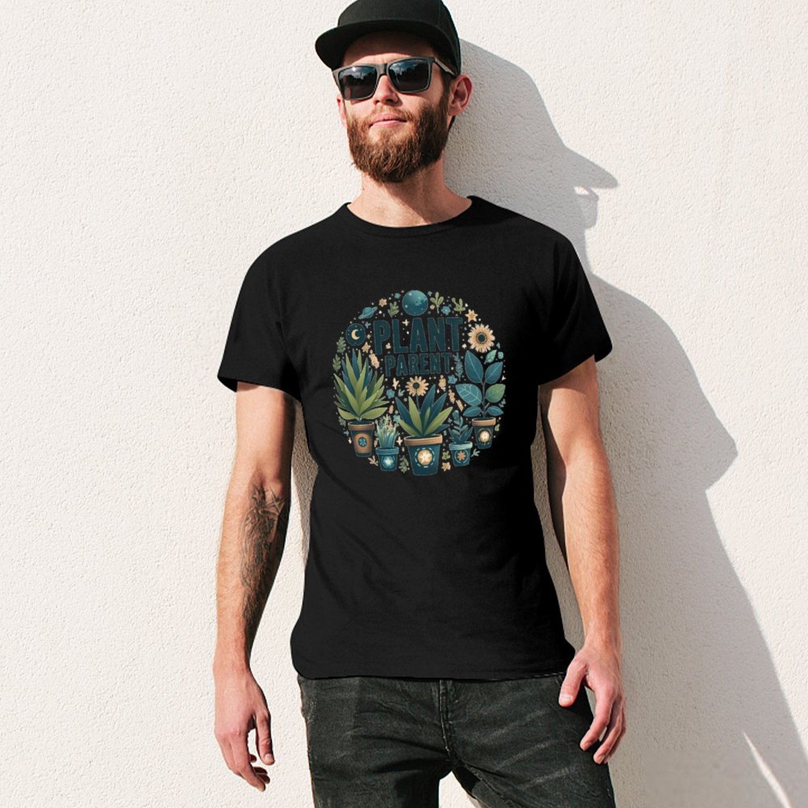 植物好きのためのTシャツ、アート柄プリントのカジュアルトップ - Plant Parent T Shirt のレビューと価格