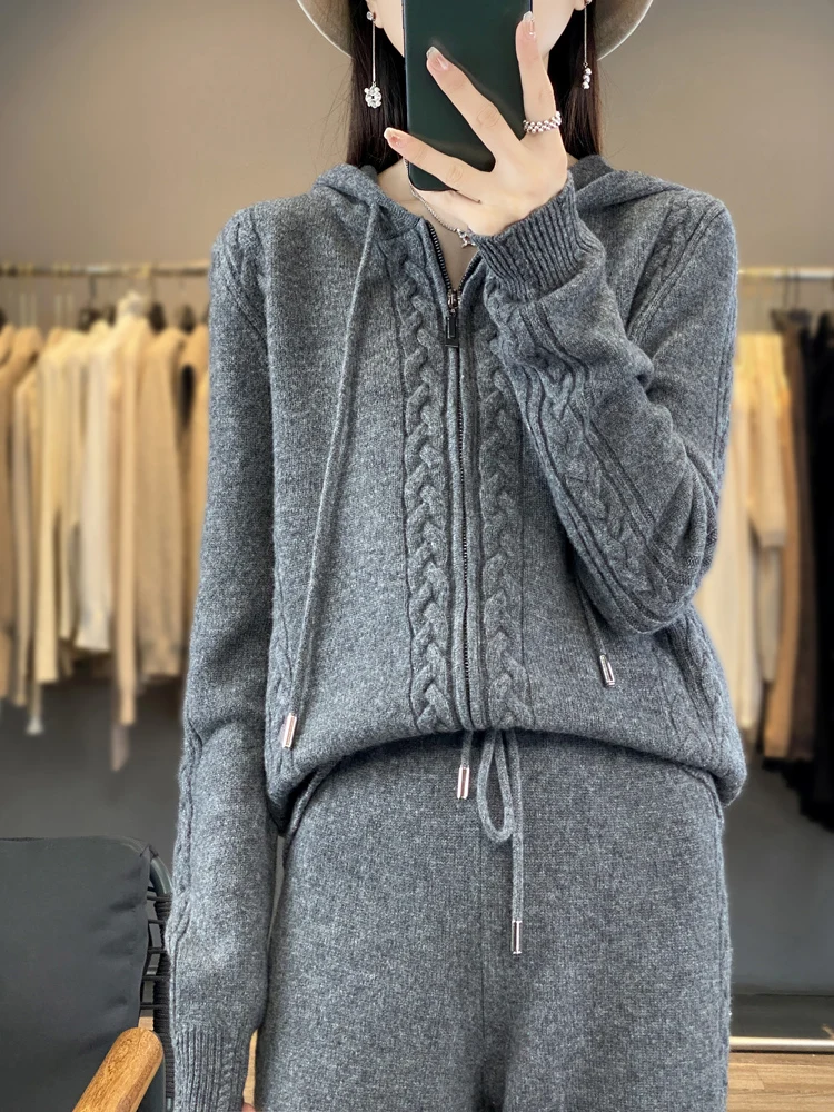 レディースピュアカシミヤフード付きカーディガン2点セット、ツ - Plant Parent Hoodie のレビューと価格