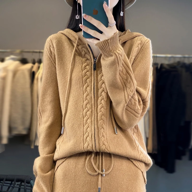 レディースピュアカシミヤフード付きカーディガン2点セット、ツ - Plant Parent Hoodie のレビューと価格