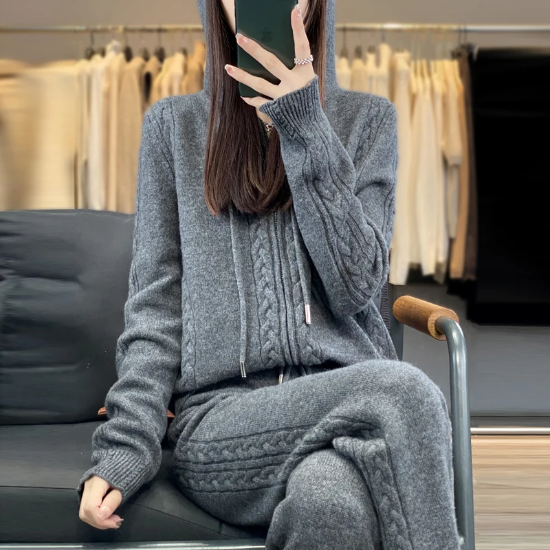 レディースピュアカシミヤフード付きカーディガン2点セット、ツ - Plant Parent Hoodie のレビューと価格