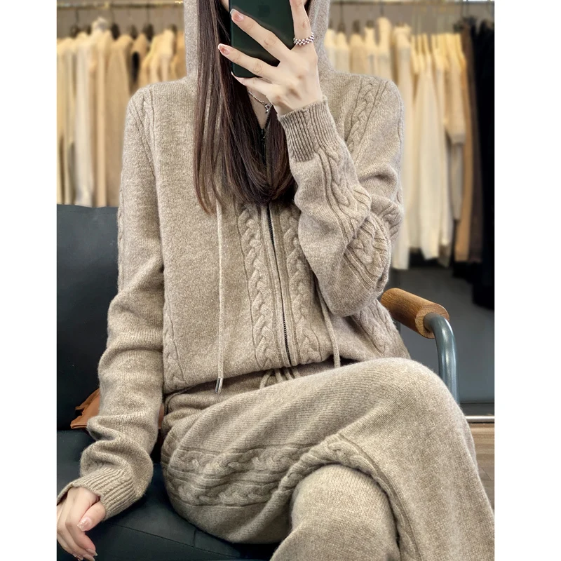 レディースピュアカシミヤフード付きカーディガン2点セット、ツ - Plant Parent Hoodie のレビューと価格